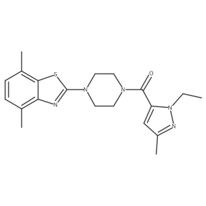 2-[4-(1-ethyl-3-methyl-1H-pyrazole-5-carbonyl)piperazin-1-yl]-4,7-dimethyl-1,3-benzothiazole Structure