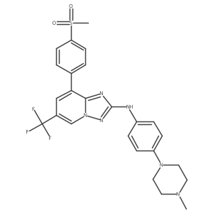 [8-(4-Methanesulfonyl-phenyl)-6-trifluoromethyl-[1,2,4]triazolo[1,5-a]pyridin-2-yl]-[4-(4-methyl-piperazin-1-yl)-phenyl]-amine结构式