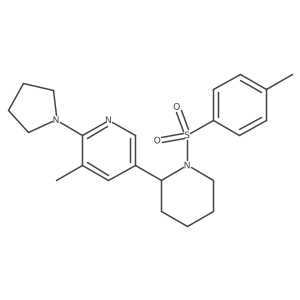 3-methyl-5-[1-(p-tolylsulfonyl)-2-piperidyl]-2-pyrrolidin-1-yl-pyridine结构式