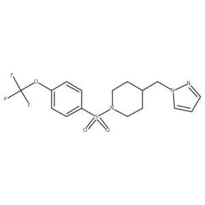 4-((1H-pyrazol-1-yl)methyl)-1-((4-(trifluoromethoxy)phenyl)sulfonyl)piperidine结构式