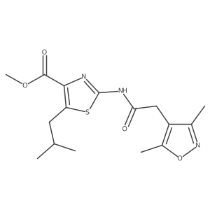 methyl (2E)-2-{[(3,5-dimethyl-1,2-oxazol-4-yl)acetyl]imino}-5-(2-methylpropyl)-2,3-dihydro-1,3-thiazole-4-carboxylate Structure