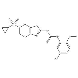 1-(5-Chloro-2-methoxyphenyl)-3-(5-(cyclopropylsulfonyl)-4,5,6,7-tetrahydrothiazolo[5,4-c]pyridin-2-yl)urea结构式