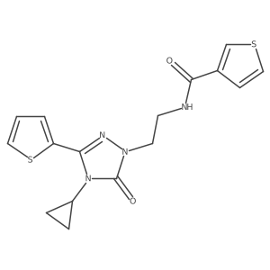 N-(2-(4-cyclopropyl-5-oxo-3-(thiophen-2-yl)-4,5-dihydro-1H-1,2,4-triazol-1-yl)ethyl)thiophene-3-carboxamide结构式