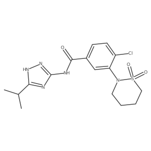 4-chloro-3-(1,1-dioxido-1,2-thiazinan-2-yl)-N-[3-(propan-2-yl)-1H-1,2,4-triazol-5-yl]benzamide结构式