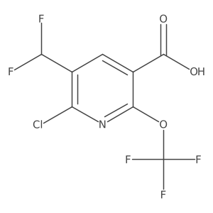 6-Chloro-5-(difluoromethyl)-2-(trifluoromethoxy)nicotinic acid结构式