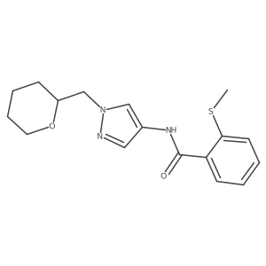 2-(methylthio)-N-(1-((tetrahydro-2H-pyran-2-yl)methyl)-1H-pyrazol-4-yl)benzamide Structure
