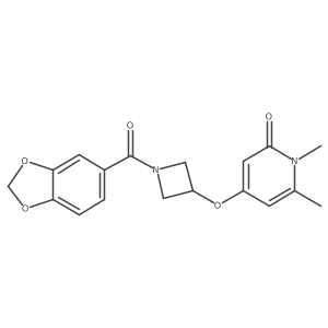 4-((1-(benzo[d][1,3]dioxole-5-carbonyl)azetidin-3-yl)oxy)-1,6-dimethylpyridin-2(1H)-one结构式