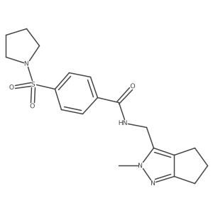 N-({2-methyl-2H,4H,5H,6H-cyclopenta[c]pyrazol-3-yl}methyl)-4-(pyrrolidine-1-sulfonyl)benzamide Structure