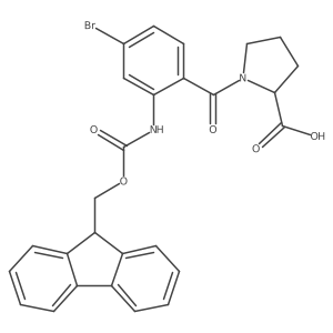 (2R)-1-[4-bromo-2-({[(9H-fluoren-9-yl)methoxy]carbonyl}amino)benzoyl]pyrrolidine-2-carboxylic acid结构式