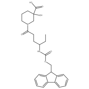 1-[4-({[(9H-fluoren-9-yl)methoxy]carbonyl}amino)hexanoyl]-3-hydroxypiperidine-3-carboxylic acid Structure