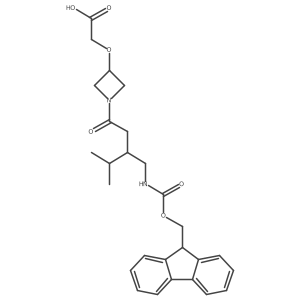 2-[(1-{3-[({[(9H-fluoren-9-yl)methoxy]carbonyl}amino)methyl]-4-methylpentanoyl}azetidin-3-yl)oxy]acetic acid结构式
