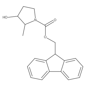 rac-(9H-fluoren-9-yl)methyl (2R,3R)-3-hydroxy-2-methylpyrrolidine-1-carboxylate结构式
