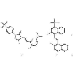 Chromate(3-), (4-(4,5-dihydro-4-((2-hydroxy-5-nitrophenyl)azo)-3-methyl-5-oxo-1H-pyrazol-1-yl)benzenesulfonato(3-))(3-hydroxy-4-((2-hydroxy-1-naphthalenyl)azo)-1-naphthalenesulfonato(3-))-, sodium dihydrogen Structure