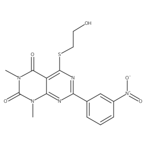 5-(2-hydroxyethylsulfanyl)-1,3-dimethyl-7-(3-nitrophenyl)pyrimido[4,5-d]pyrimidine-2,4-dione Structure