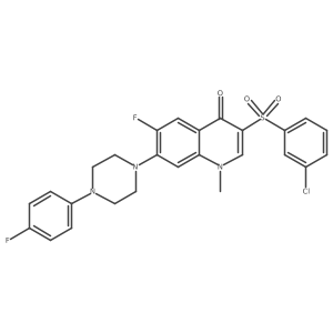 3-[(3-chlorophenyl)sulfonyl]-6-fluoro-7-[4-(4-fluorophenyl)piperazin-1-yl]-1-methylquinolin-4(1H)-one结构式