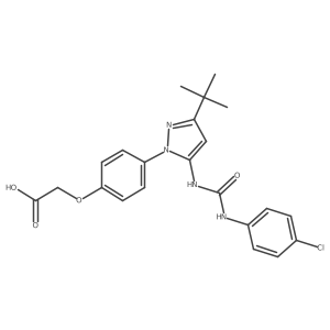 2-(4-(3-(Tert-butyl)-5-(3-(4-chlorophenyl)ureido)-1H-pyrazol-1-yl)phenoxy)acetic acid结构式