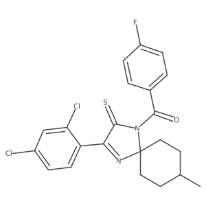 3-(2,4-Dichlorophenyl)-1-(4-fluorobenzoyl)-8-methyl-1,4-diazaspiro[4.5]dec-3-ene-2-thione结构式