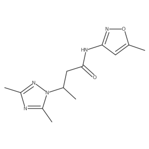 3-(3,5-dimethyl-1H-1,2,4-triazol-1-yl)-N-(5-methyl-3-isoxazolyl)butanamide结构式