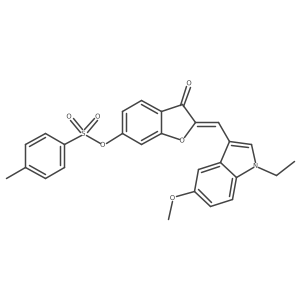 (2E)-2-[(1-ethyl-5-methoxy-1H-indol-3-yl)methylidene]-3-oxo-2,3-dihydro-1-benzofuran-6-yl 4-methylbenzenesulfonate Structure
