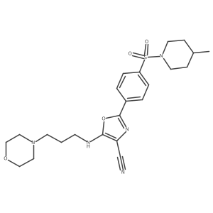 2-{4-[(4-Methylpiperidin-1-yl)sulfonyl]phenyl}-5-{[3-(morpholin-4-yl)propyl]amino}-1,3-oxazole-4-carbonitrile结构式
