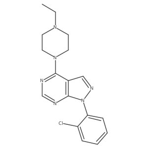 1-(2-chlorophenyl)-4-(4-ethylpiperazin-1-yl)-1H-pyrazolo[3,4-d]pyrimidine结构式
