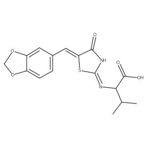 2-({5-[(E)-1,3-benzodioxol-5-ylmethylidene]-4-oxo-4,5-dihydro-1,3-thiazol-2-yl}amino)-3-methylbutanoic acid结构式