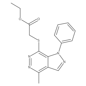 CCOC(=O)CSc1nnc(C)c2cnn(-c3ccccc3)c12结构式