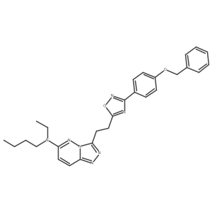 3-(2-{3-[4-(benzyloxy)phenyl]-1,2,4-oxadiazol-5-yl}ethyl)-N-butyl-N-ethyl-[1,2,4]triazolo[4,3-b]pyridazin-6-amine结构式