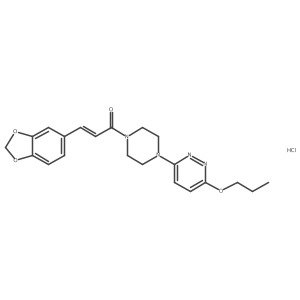 (E)-3-(benzo[d][1,3]dioxol-5-yl)-1-(4-(6-propoxypyridazin-3-yl)piperazin-1-yl)prop-2-en-1-one hydrochloride Structure