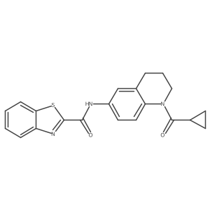 N-(1-(cyclopropanecarbonyl)-1,2,3,4-tetrahydroquinolin-6-yl)benzo[d]thiazole-2-carboxamide结构式