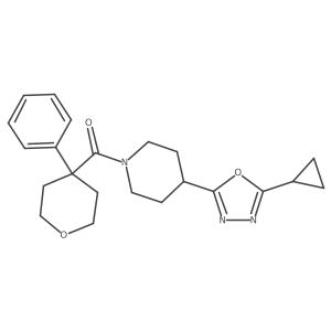 (4-(5-cyclopropyl-1,3,4-oxadiazol-2-yl)piperidin-1-yl)(4-phenyltetrahydro-2H-pyran-4-yl)methanone结构式