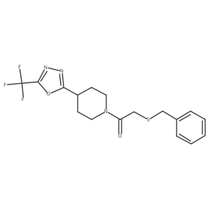2-benzylsulfanyl-1-[4-[5-(trifluoromethyl)-1,3,4-oxadiazol-2-yl]-1-piperidyl]ethanone结构式
