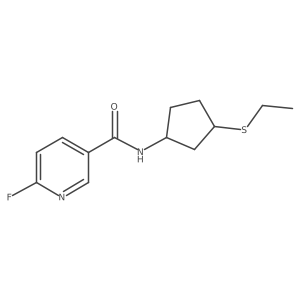 N-(3-Ethylsulfanylcyclopentyl)-6-fluoropyridine-3-carboxamide结构式