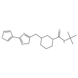 N-(tert-butyl)-3-((3-(thiophen-3-yl)-1,2,4-oxadiazol-5-yl)methyl)piperidine-1-carboxamide结构式