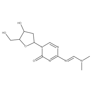 (E)-N'-(5-((2R,4S,5R)-4-Hydroxy-5-(hydroxymethyl)tetrahydrofuran-2-yl)-4-oxo-4,5-dihydro-1,3,5-triazin-2-yl)-N,N-dimethylformimidamide结构式