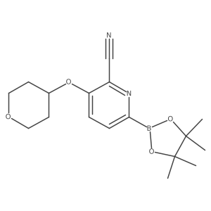 3-((tetrahydro-2H-pyran-4-yl)oxy)-6-(4,4,5,5-tetramethyl-1,3,2-dioxaborolan-2-yl)picolinonitrile Structure