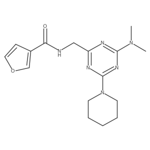 N-((4-(dimethylamino)-6-(piperidin-1-yl)-1,3,5-triazin-2-yl)methyl)furan-3-carboxamide结构式