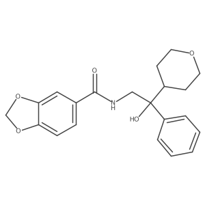 N-(2-hydroxy-2-phenyl-2-(tetrahydro-2H-pyran-4-yl)ethyl)benzo[d][1,3]dioxole-5-carboxamide结构式