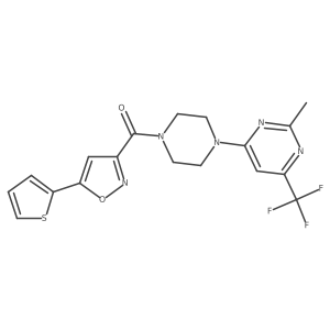 (4-(2-Methyl-6-(trifluoromethyl)pyrimidin-4-yl)piperazin-1-yl)(5-(thiophen-2-yl)isoxazol-3-yl)methanone Structure