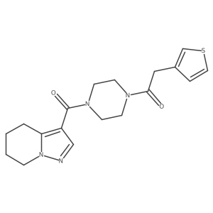 1-(4-(4,5,6,7-Tetrahydropyrazolo[1,5-a]pyridine-3-carbonyl)piperazin-1-yl)-2-(thiophen-3-yl)ethanone结构式