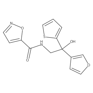 N-(2-(furan-3-yl)-2-hydroxy-2-(thiophen-2-yl)ethyl)isoxazole-5-carboxamide结构式