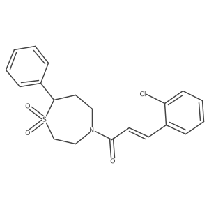 (E)-3-(2-chlorophenyl)-1-(1,1-dioxido-7-phenyl-1,4-thiazepan-4-yl)prop-2-en-1-one Structure