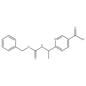 2-(1-{[(Benzyloxy)carbonyl]amino}ethyl)pyrimidine-5-carboxylic acid结构式