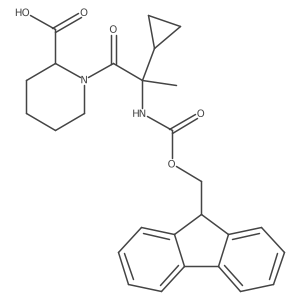 (2R)-1-[2-cyclopropyl-2-({[(9H-fluoren-9-yl)methoxy]carbonyl}amino)propanoyl]piperidine-2-carboxylic acid Structure