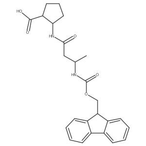 2-[(3R)-3-({[(9H-fluoren-9-yl)methoxy]carbonyl}amino)butanamido]cyclopentane-1-carboxylic acid结构式