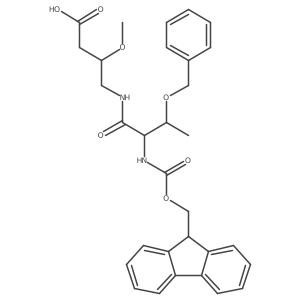 4-[(2R,3S)-3-(benzyloxy)-2-({[(9H-fluoren-9-yl)methoxy]carbonyl}amino)butanamido]-3-methoxybutanoic acid结构式