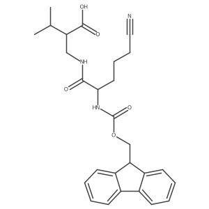 2-{[5-cyano-2-({[(9H-fluoren-9-yl)methoxy]carbonyl}amino)pentanamido]methyl}-3-methylbutanoic acid结构式