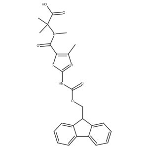 2-{1-[2-({[(9H-fluoren-9-yl)methoxy]carbonyl}amino)-4-methyl-1,3-thiazol-5-yl]-N-methylformamido}-2-methylpropanoic acid结构式