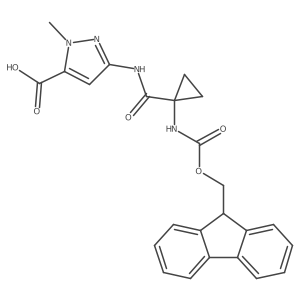 3-[1-({[(9H-fluoren-9-yl)methoxy]carbonyl}amino)cyclopropaneamido]-1-methyl-1H-pyrazole-5-carboxylic acid Structure