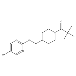 1-[4-[(5-Bromopyrimidin-2-yl)oxymethyl]piperidin-1-yl]-2,2-dimethylpropan-1-one Structure